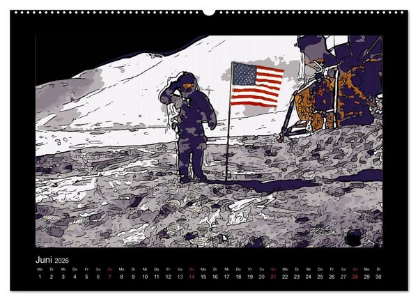 Produktbild: Landing On The Moon Like A Cartoon (hochwertiger Premium Wandkalender 2026 DIN A2 quer), Kunstdruck in Hochglanz