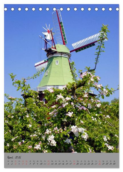 Produktbild: Windm&uuml;hlen in Norddeutschland (Tischkalender 2026 DIN A5 hoch), CALVENDO Monatskalender
