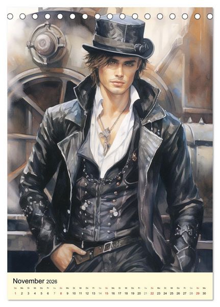 Produktbild: Steampunk Boys. Verwegene M&auml;nnlichkeit (Tischkalender 2026 DIN A5 hoch), CALVENDO Monatskalender