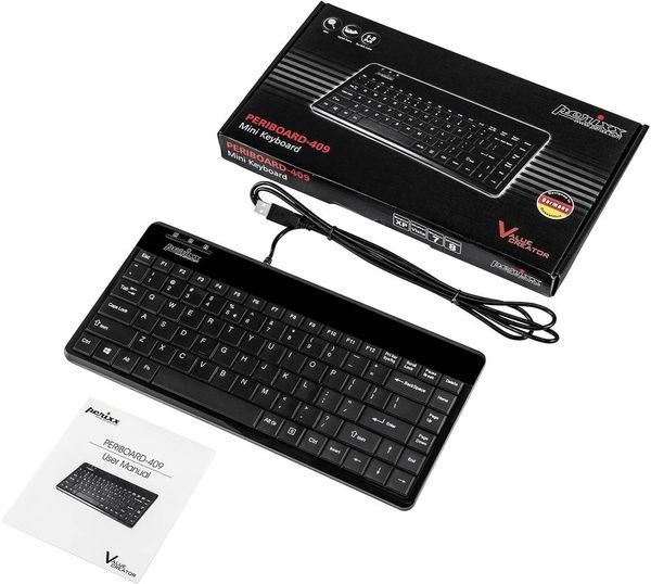 Produktbild: Perixx PERIBOARD-409DEU USB Tastatur Deutsch, QWERTZ Schwarz