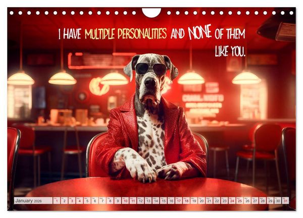 Produktbild: Crazy dogs COOL SAYINGS (Wall Calendar 2026 DIN A4 landscape), CALVENDO 12 Month Wall Calendar