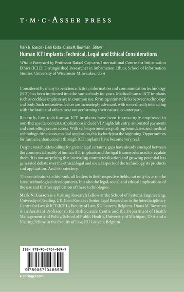 Produktbild: Human ICT Implants: Technical, Legal and Ethical Considerations