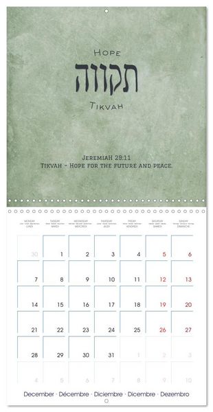 Produktbild: The Radiance of Hebrew Letters of Spirit and Light (Wall Calendar 2026 12 &times; 12 Inch) CALVENDO 12 Month Wall Calendar