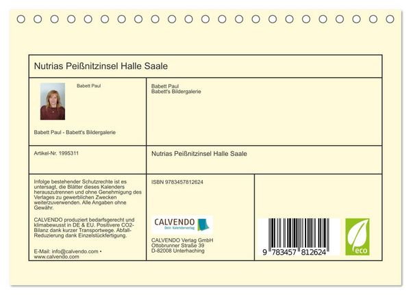 Produktbild: Nutrias Pei&szlig;nitzinsel Halle Saale (Tischkalender 2026 DIN A5 quer), CALVENDO Monatskalender