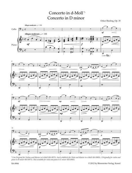 Produktbild: Rieding, O: Concerto h-Moll op. 35 (Arrangiert f&uuml;r Violoncel