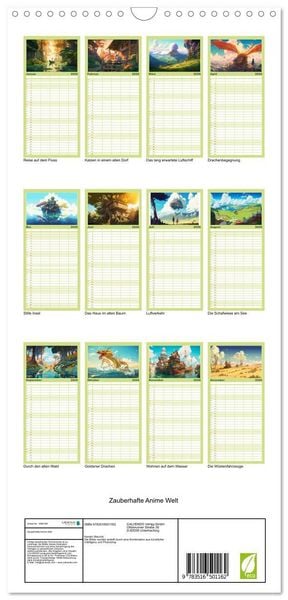 Produktbild: Familienplaner 2026 - Zauberhafte Anime Welt mit 5 Spalten (Wandkalender, 21 x 45 cm) CALVENDO
