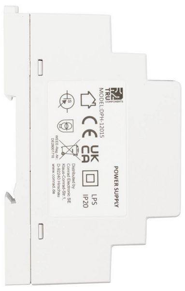 Produktbild: TRU COMPONENTS TC-10580800 Hutschienen-Netzteil (DIN-Rail) 12 V/DC 1.25 A 15 W Anzahl Ausg&auml;nge:1 x Inhalt 1 St.