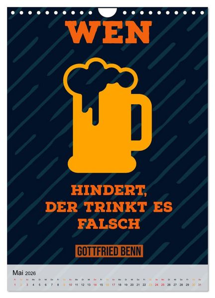 Produktbild: Dichter als Goethe - Der literarische Alkohol-Kalender (Wandkalender 2026 DIN A4 hoch), CALVENDO Monatskalender