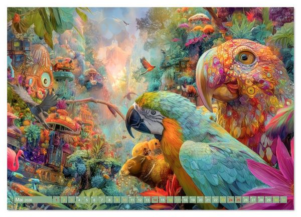 Produktbild: Tierische Dschungelkreaturen - Der Fantasie entsprungen (Wandkalender 2026 DIN A2 quer), CALVENDO Monatskalender