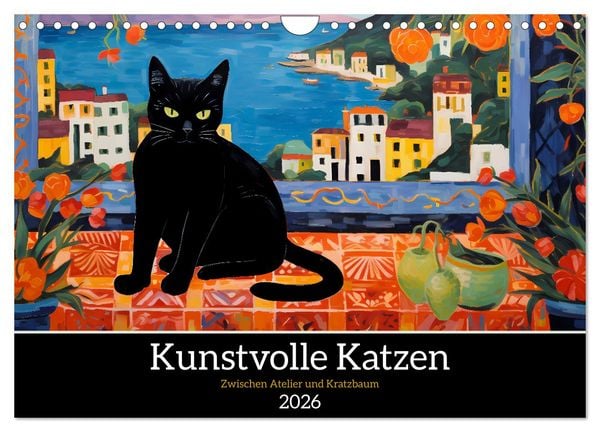 Produktbild: Kunstvolle Katzen (Wandkalender 2026 DIN A4 quer), CALVENDO Monatskalender