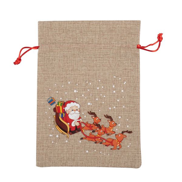 Produktbild: Idena Weihnachtsgeschenksack Weihnachtsmann Schlitten 15x22cm