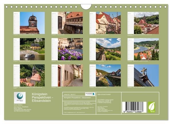 Produktbild: K&ouml;nigstein Perspektiven - Elbsandstein (Wandkalender 2026 DIN A4 quer), CALVENDO Monatskalender