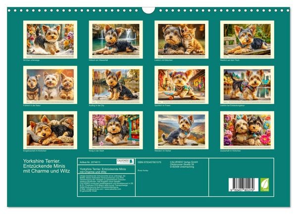 Produktbild: Yorkshire Terrier. Entz&uuml;ckende Minis mit Charme und Witz (Wandkalender 2026 DIN A3 quer), CALVENDO Monatskalender