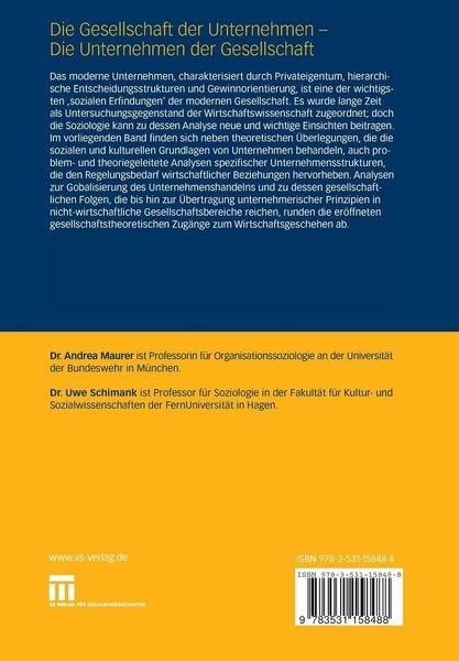 Produktbild: Die Gesellschaft der Unternehmen - Die Unternehmen der Gesellschaft