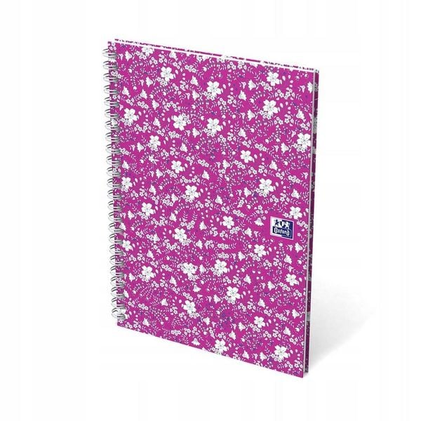 Produktbild: Oxford GO Floral Spiralbuch A5, liniert 7 mm, Softcover mit Soft Touch Finish, wei&szlig;e Doppelspirale, 60 Blatt, Optik Paper, SCRIBZEE-kompatibel, 1 St&uuml;ck sortiert