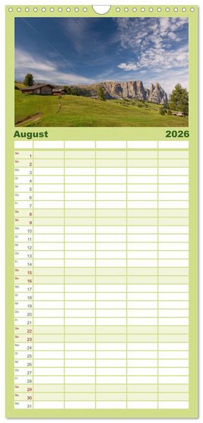 Produktbild: Familienplaner 2026 - Zauberhaftes S&uuml;dtirol mit 5 Spalten (Wandkalender, 21 x 45 cm) CALVENDO