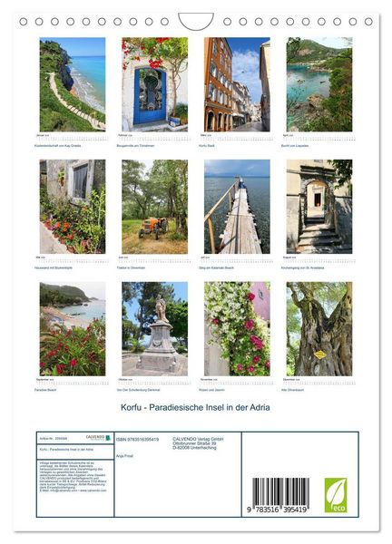 Produktbild: Korfu - Paradiesische Insel in der Adria (Wandkalender 2026 DIN A4 hoch), CALVENDO Monatskalender