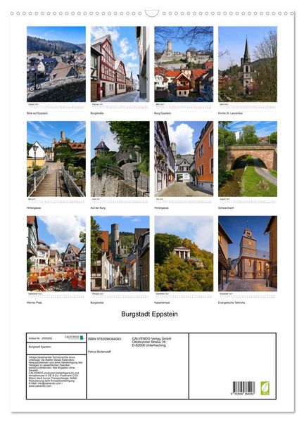 Produktbild: Burgstadt Eppstein (Wandkalender 2027 DIN A2 hoch), CALVENDO Monatskalender