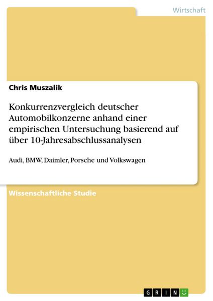 Produktbild: Konkurrenzvergleich deutscher Automobilkonzerne anhand einer empirischen Untersuchung basierend auf &uuml;ber 10-Jahresabschlussanalysen