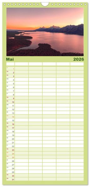 Produktbild: Familienplaner 2026 - Wyoming - Der Bundesstaat der gro&szlig;en Ebenen. mit 5 Spalten (Wandkalender, 21 x 45 cm) CALVENDO