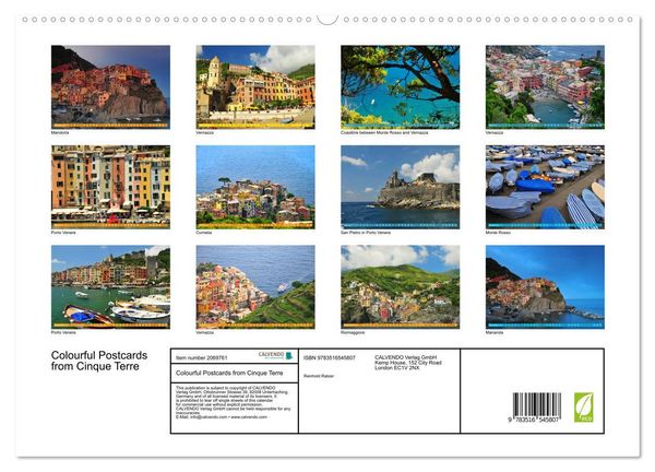 Produktbild: Colourful Postcards from Cinque Terre (High Quality Premium Wall Calendar 2026 DIN A2 landscape),CALVENDO 12 Month Wall Calendar