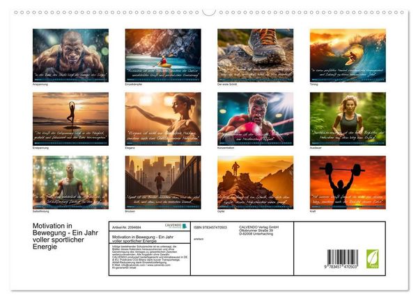 Produktbild: Motivation in Bewegung - Ein Jahr voller sportlicher Energie (hochwertiger Premium Wandkalender 2026 DIN A2 quer), Kunstdruck in Hochglanz