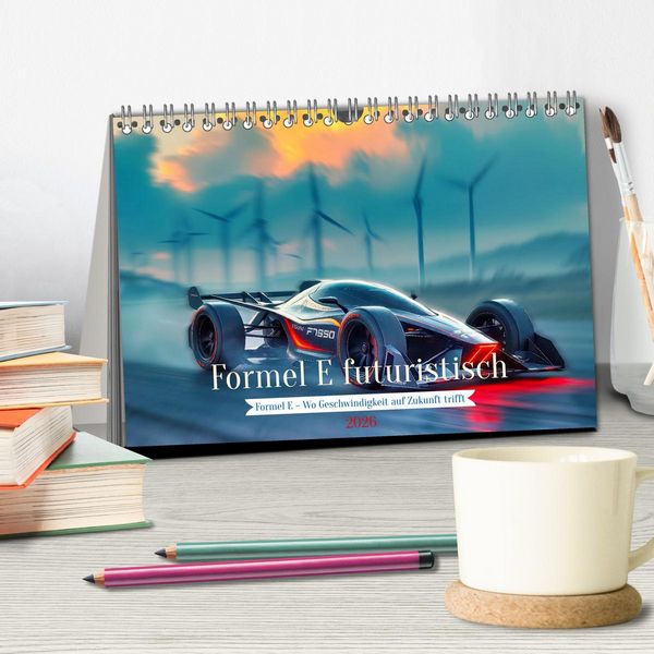 Produktbild: Formel E futuristisch (Tischkalender 2026 DIN A5 quer), CALVENDO Monatskalender