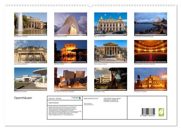 Produktbild: Opernh&auml;user (hochwertiger Premium Wandkalender 2026 DIN A2 quer), Kunstdruck in Hochglanz