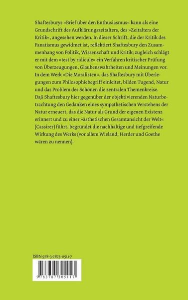 Produktbild: Ein Brief &uuml;ber den Enthusiasmus. Die Moralisten