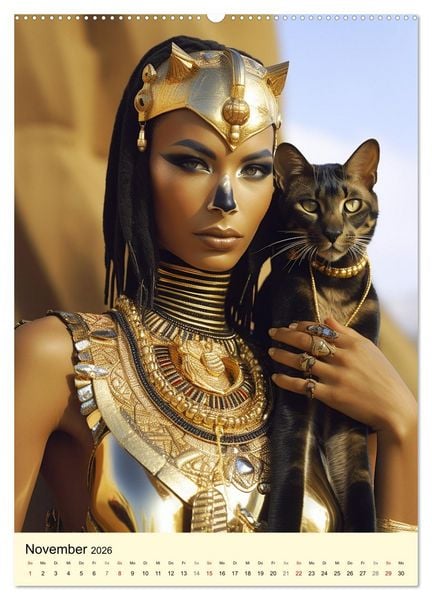 Produktbild: &Auml;gyptischer Katzenkult. Priesterinnen der G&ouml;ttin Bastet (hochwertiger Premium Wandkalender 2026 DIN A2 hoch), Kunstdruck in Hochglanz