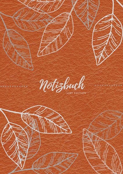 Produktbild: Notizbuch Tagebuch A5 liniert - 100 Seiten 90g/m&sup2; - Soft Cover - Silberne Bl&auml;tter auf braun