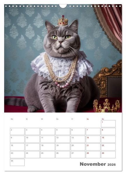 Produktbild: Royale Katzen Portraits (Wandkalender 2026 DIN A3 hoch), CALVENDO Monatskalender