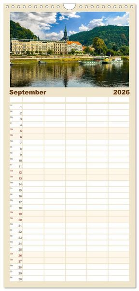Produktbild: Familienplaner 2026 - Sachsen Impressionen mit 5 Spalten (Wandkalender, 21 x 45 cm) CALVENDO