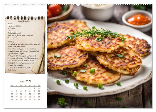 Produktbild: Kartoffelzeit - Zw&ouml;lf klassische KI Kartoffelgerichte mit Rezept (Wandkalender 2026 DIN A2 quer), CALVENDO Monatskalender