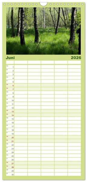Produktbild: Familienplaner 2026 - Oasen der Ruhe 2026 / Geburtstagskalender mit 5 Spalten (Wandkalender, 21 x 45 cm) CALVENDO