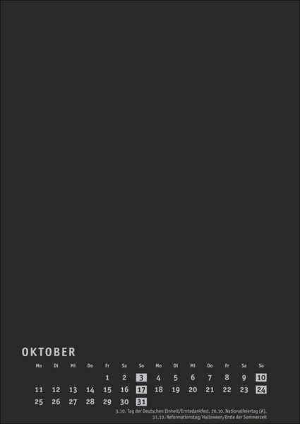 Produktbild: Premium-Bastelkalender schwarz A4 2027