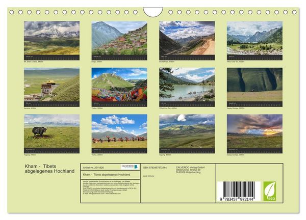 Produktbild: Kham - Tibets abgelegenes Hochland (Wandkalender 2026 DIN A4 quer), CALVENDO Monatskalender