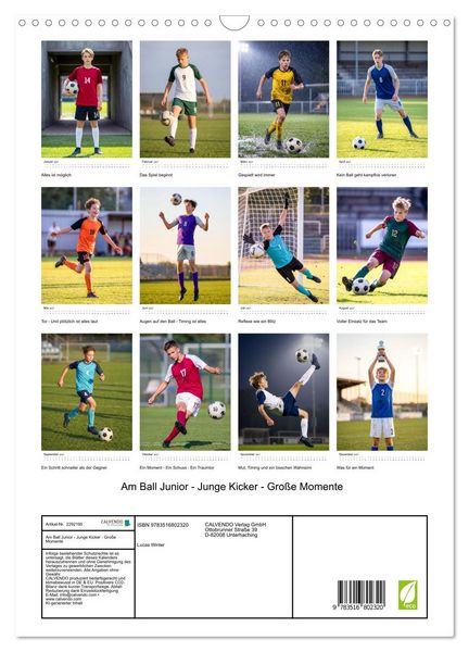 Produktbild: Am Ball Junior - Junge Kicker - Gro&szlig;e Momente (Wandkalender 2027 DIN A3 hoch), CALVENDO Monatskalender