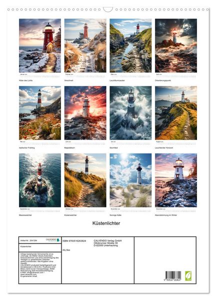 Produktbild: K&uuml;stenlichter (Wandkalender 2026 DIN A2 hoch), CALVENDO Monatskalender