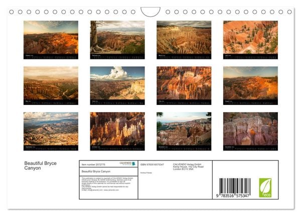 Produktbild: Beautiful Bryce Canyon (Wall Calendar 2026 DIN A4 landscape), CALVENDO 12 Month Wall Calendar