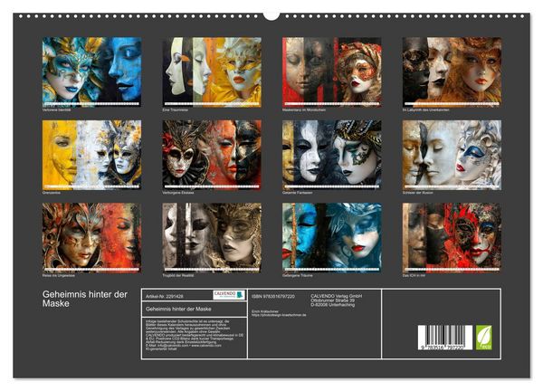 Produktbild: Geheimnis hinter der Maske (hochwertiger Premium Wandkalender 2027 DIN A2 quer), Kunstdruck in Hochglanz