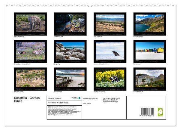 Produktbild: S&uuml;dafrika - Garden Route (hochwertiger Premium Wandkalender 2026 DIN A2 quer), Kunstdruck in Hochglanz