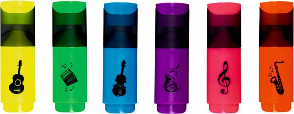 Produktbild: Mini-Textmarker (6 St&uuml;ck sortiert) / All about music