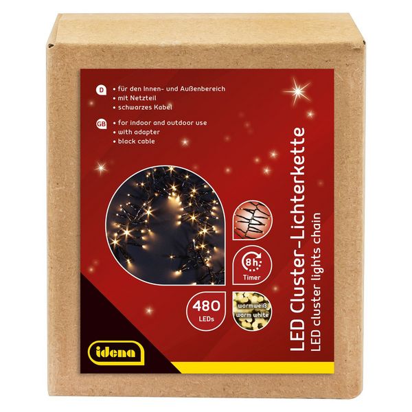 Produktbild: Idena LED Cluster Lichterkette warmwei&szlig; 14,5m 480er Au&szlig;en