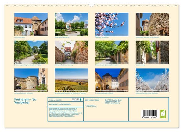 Produktbild: Freinsheim - So Wunderbar (hochwertiger Premium Wandkalender 2026 DIN A2 quer), Kunstdruck in Hochglanz