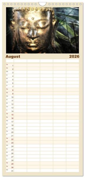 Produktbild: Familienplaner 2026 - All U Buddhas mit 5 Spalten (Wandkalender, 21 x 45 cm) CALVENDO