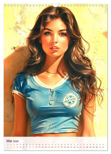 Produktbild: Frauenfu&szlig;ball - Old School Poster Style (Wandkalender 2026 DIN A3 hoch), CALVENDO Monatskalender
