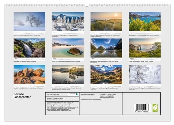 Produktbild: Zeitlose Landschaften (hochwertiger Premium Wandkalender 2027 DIN A2 quer), Kunstdruck in Hochglanz