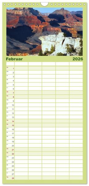Produktbild: Familienplaner 2026 - Grand Canyon, Nationalpark mit 5 Spalten (Wandkalender, 21 x 45 cm) CALVENDO