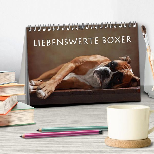 Produktbild: Liebenswerte Boxer (Tischkalender 2026 DIN A5 quer), CALVENDO Monatskalender